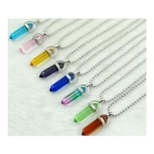 Natural stone Titanium Crystal pillar Turquoises Quartz Crystal lapis pendants for diy Jewelry making necklace Accessories1pc