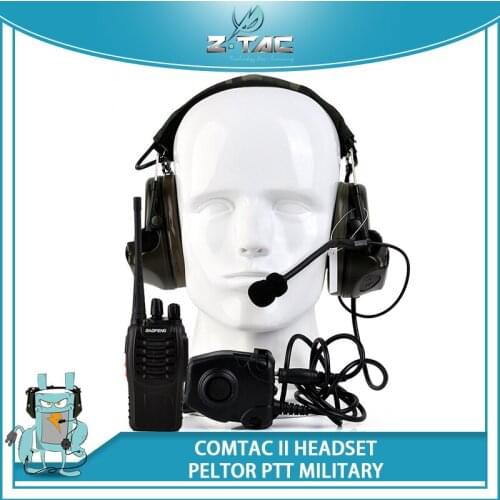 Z-tac Airsoftsports tactical Headphones Peltor Comtac 2/II Military Softair Noise Canceling Headset Z041 With Kenwod PTT Z112