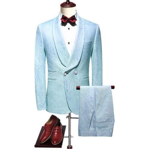 New Trends Wedding Dress Men Suits 2021 Brand Korean Slim Fit 5XL Casual Business Shine Nightclub Suit Blazer Trousers 2 Pcs Set