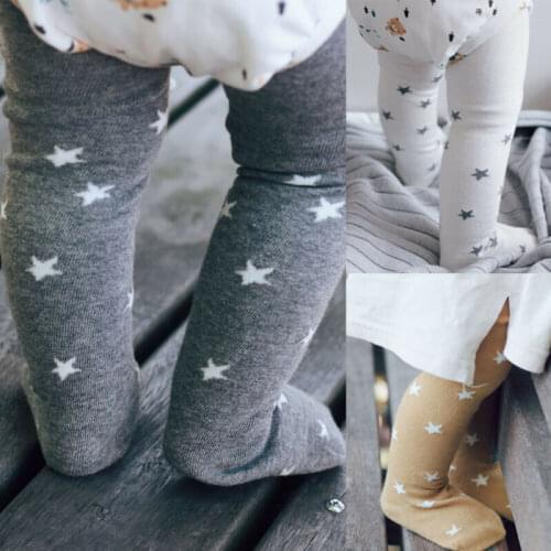 Fashion Kids Baby Girls Star Print Cotton Tights Bottoms Pants Stockings Soft Child Girl Pantyhoses 1-6 Years