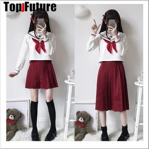 Orthodox soft girl RED PARTY sailor suit Japanese department JK uniform academic style student uniform class suit