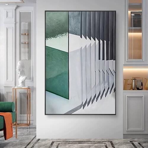 Simple Modern Abstract Pure Hand-painted Vertical Porch Living Room Home Decoration Light Luxury Frameless Printing Paintings