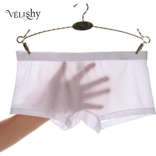 Transparent Men Sexy Seamless Underwear Pants Boxershorts Male Mid-rise Mesh Slips Homme Panties Boxer Shorts M-2XL