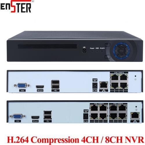 ENSTER 48V 4CH 8CH 1080P PoE Network Video Recorder Support IEEE802.3af Power over Ethernet-XMEYE Smartphone APP Remote Playback