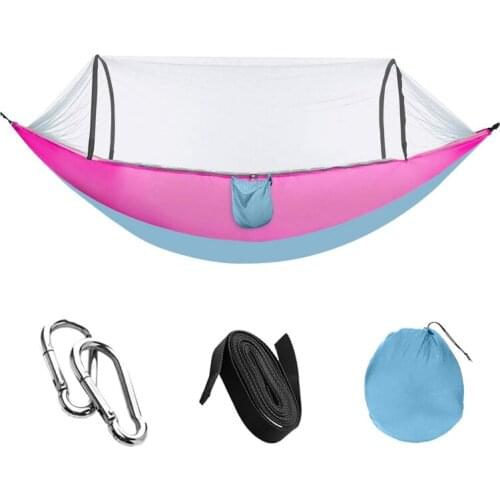 Camping Hammock with Net Lightweight Double Single with 2 Carabiners Portable Hammocks for Outdoor Hiking Camping