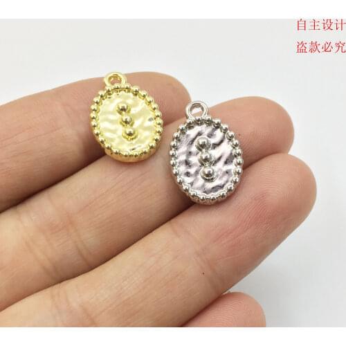Eruifa 20pcs 12*15mm Pretty Oval Coin Zinc alloy Charms Pendant Jewelry DIY Handmade Necklae 2 Colors