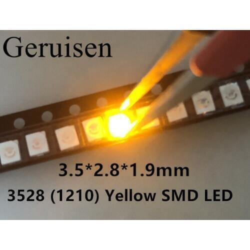 Yellow POWER TOP 1210 3528 SMD SMT PLCC-2 1500MCD Ultra Bright LED New Wholesale 4000PCS