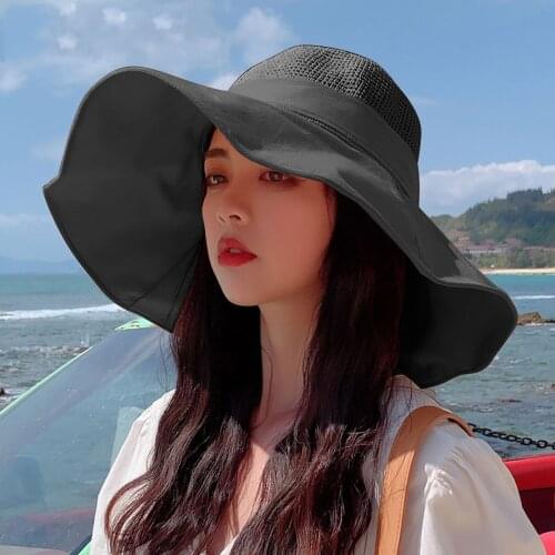 Women Wide-Brim Lace Hollow Bucket Hat Sun UV Protection Folable Floppy Caps Summer Breathable Wide Brim Beach Cap chapeau femme