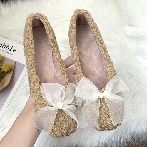 Womens boots winter asakuchi women keep warm foot peas shoes new Korean flat shoes shoes non-slip ladies cotton shoes U12-95