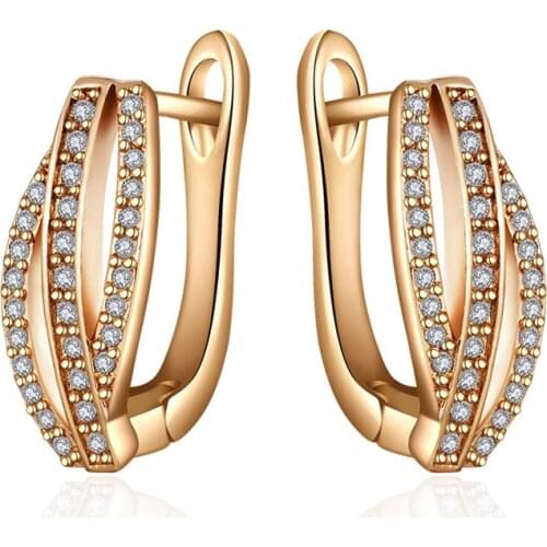 New Fashion Multilayer Cubic Zirconia Stud Earrings Gold Silver Color Plated CZ Geometric Earrings for Women Party Jewelry Gifts