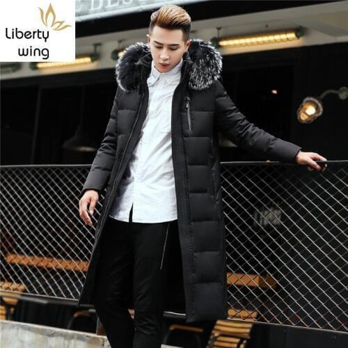 Winter Mens Long Coat Down Jacket Warm Windbreaker Parka Fur Collar Hoody Padded Overcoat Plus Size 6XL Male Oversize Parkas