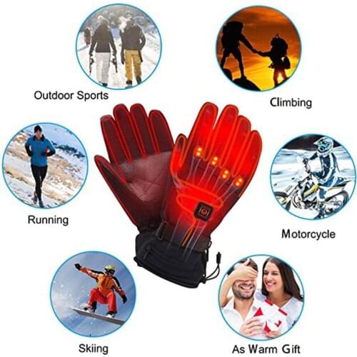 Winter Electric Ski Gloves Electric Heating Screen Ski Gloves Cold Windproof Waterproof Rechargeable Battery Heated Gloves