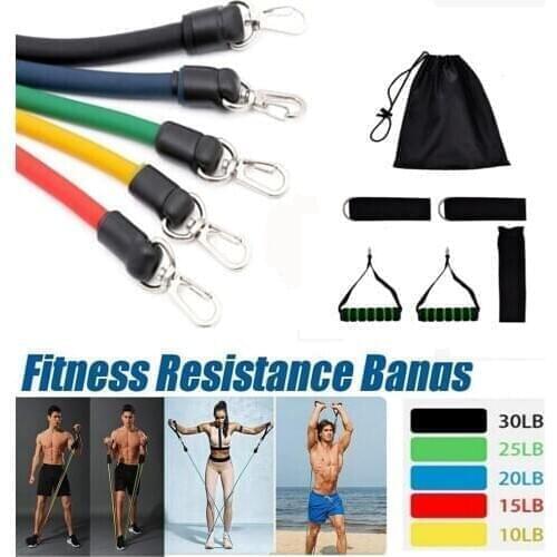11Pcs/set Elastic Pull Rope Fitness Exercises Elastic Resistance Bands Latex Tubes Pedal Excerciser Body Training Workout Yoga