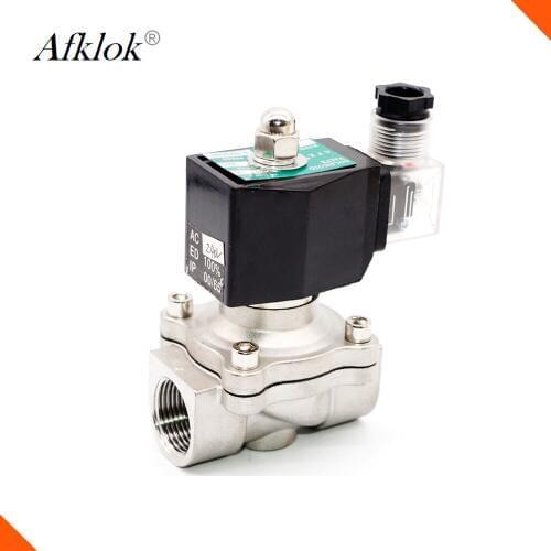 2 Way Solenoid Valve Water 12v 3/4"NPT NC Stainless Steel Valve With DIN Coil Waterproof IP65 110VAC 24VDC 240VAC 220VAC