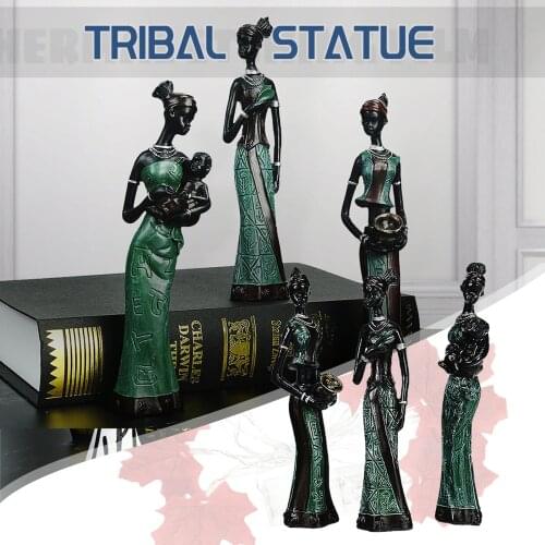 3pc Resin African Character Sculpture Lady Statue Tribal Decoration Desk Childrens Room Decoration Fairy Tale Garden Sculpture