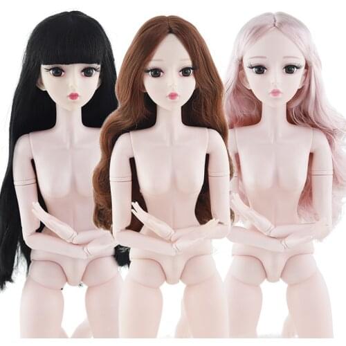 60cm Bjd Doll 1/3 21 Movable Joints 4D True Eyelashes Make-up Long Wig Baby Plastic Nude Body Fashion Doll Toys for Girls Gift