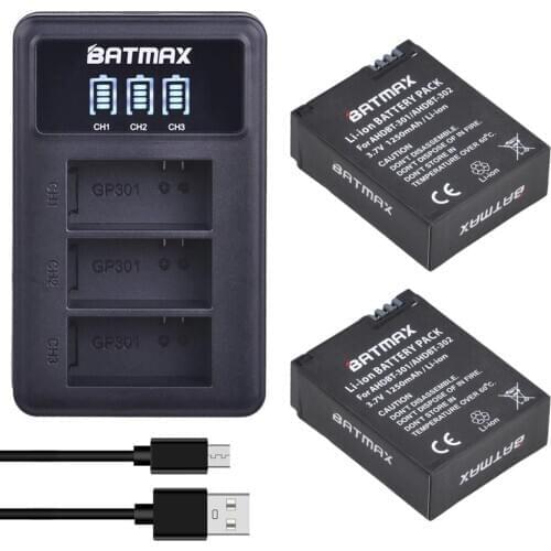 Batmax for Gopro AHDBT-301 AHDBT-302 Battery+LED 3-slots USB Charger for Gopro Hero3 Gopro Hero3+ Action Camera