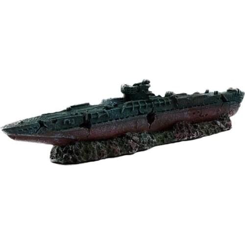 Aquarium Fish Tank Landscaping Simulation Resin Shipwreck Warship Submarine Model Dilapidated Sea War Wreck Hiding House