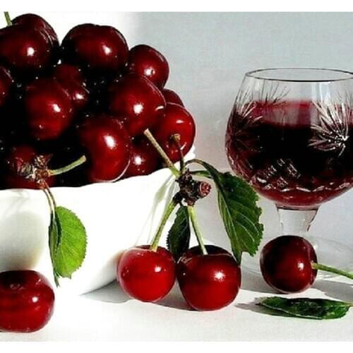 5D Diy Diamond Painting Cherry, wine glass Embroidery bead Cross Stitch Full square Round Drill 5d picture Mosaic Wall Sticker