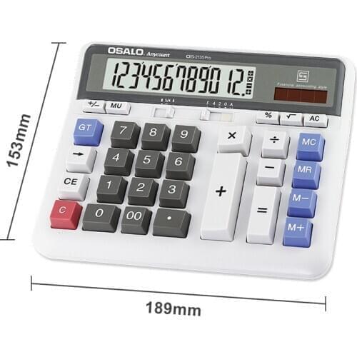 Bank Big Buttons Office Calculator Large Computer Key Muti-function Computer Battery Calculator Solar Dual Power 12-bit Display