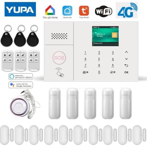 WIFI Wireless GSM Burglar Home Security Alarm System With Motion Sensor Door Detector Tuya SmartLife App Supports Alexa & Google