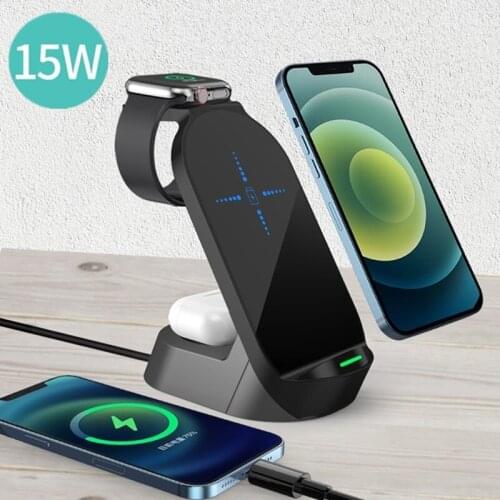 Tongdaytech 4IN1 Qi Wireless Charger For Iphone XS 11 12 Pro Max 15W Fast Induction Charging Charger For Airpods Pro Apple Watch