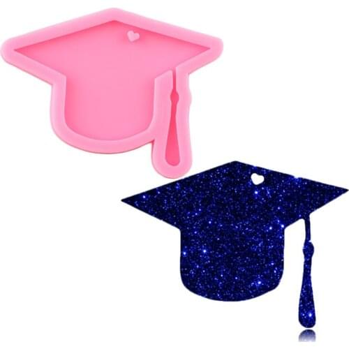 Shiny Glossy PhD Graduation Hat Silicone Keychain Mold Jewelry Making Epoxy Resin Molds Handmade Polymer Clay Keychains Mould