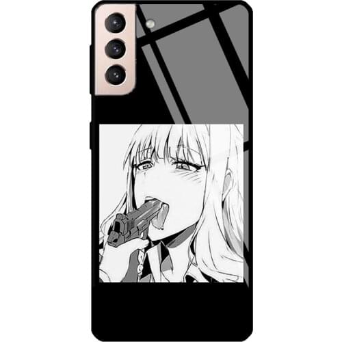 Anime Girl Kawaii Waifu Otaku Manga Tempered Glass Phone Case For Samsung Galaxy S20 FE S21 Ultra Note20 S8 S9 10 Plus Note10