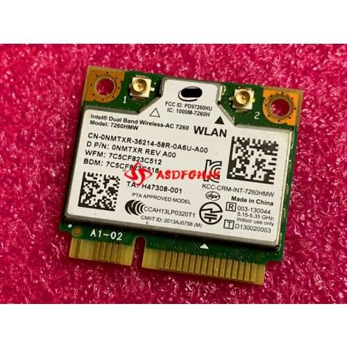 For Intel Dual Band Wireless-AC 7260 7260HMW half Mini PCI-e BT4.0 867Mbps D PN0NMTXR REV A00 8TF1D for Dell Laptop