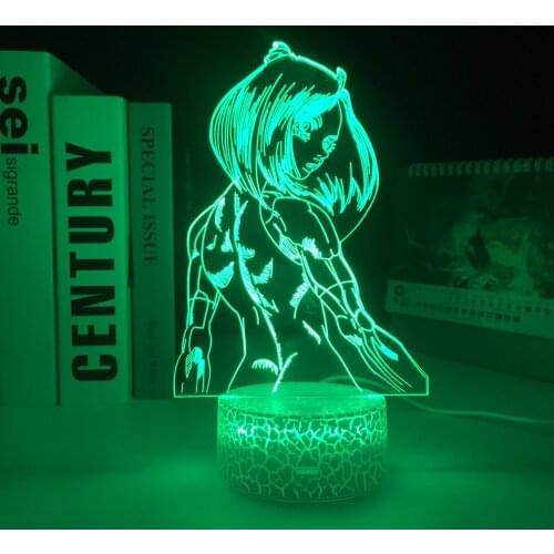 Alita Battle Angel Figure LED Light White Base For Bedroom Decorative Night Light Birthday Gift Kids Room 3D Table Lamp