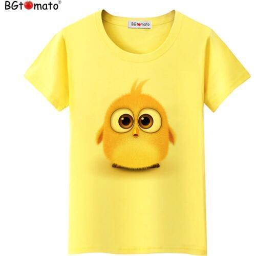 BGtomato T shirt Super lovely yellow bird tee shirt hot sale funny t shirts Cheap sale brand new tee shirt femme