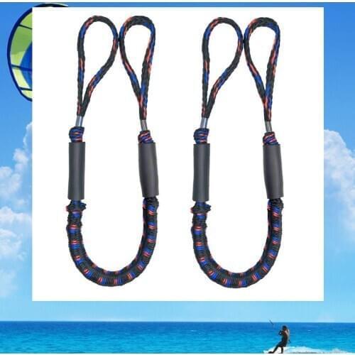 2Pcs Elastic Wharf Dinghy Marine Boat Bungee Dock Extendable Line Mooring Ropes Outdoor Sports Accessories