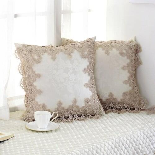 Lace Embroidered Sofa Pillow Cover Pillow Cases Hotel Office Home Decor Luxury Living Room Sofa Seat White Pillowcase 45*45 CM
