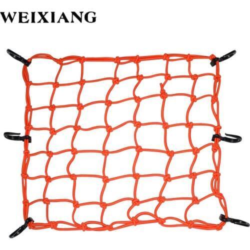 Net Styling Black 42x42cm latex Cargo Net featuring 6 Adjustable Hooks & Tight 2"x2" Mesh For Motorcycle Helmet Cargo Oil tanker