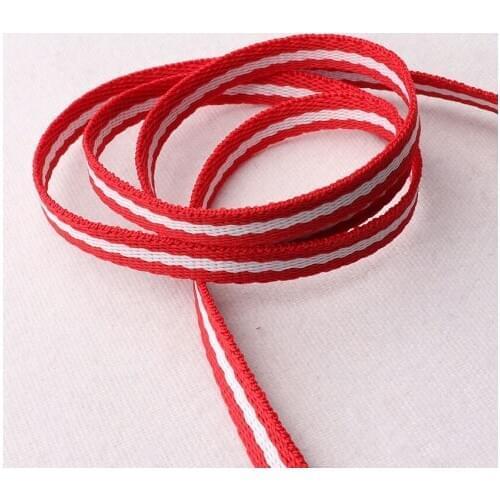 10mm Ribbon 3/8" Red/White Narrow Stripe Webbing Great for bag Gift Wrapping Patriotic Ribbon DIY Shoes Bag Belts
