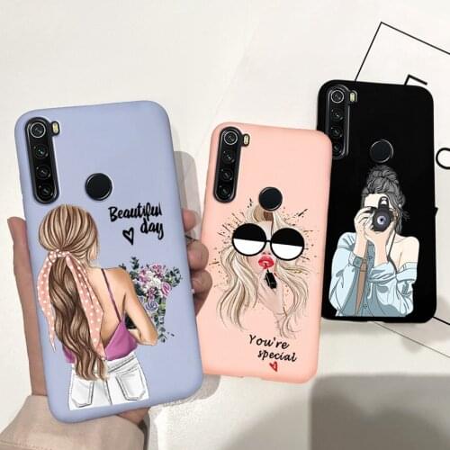 Beautiful Girls Cute Housing Case For Xiaomi Redmi Note 8 2021 Case 6.3" Shockproof Cover Soft Silicone Coque For Redmi Note8