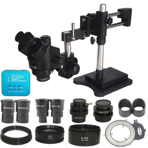 3.5X-180X Double Boom Simul Focal Trinocular Stereo Microscope 38MP 2K USB Soldering Focus Microscopio Camera PCB Repair Tools