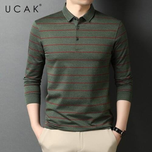 UCAK Brand Classic Casual Cotton Turn-down Collar Ture Pocket T Shirt Men Clothes Autumn Streetwear Long Sleeve T-Shirts U5708