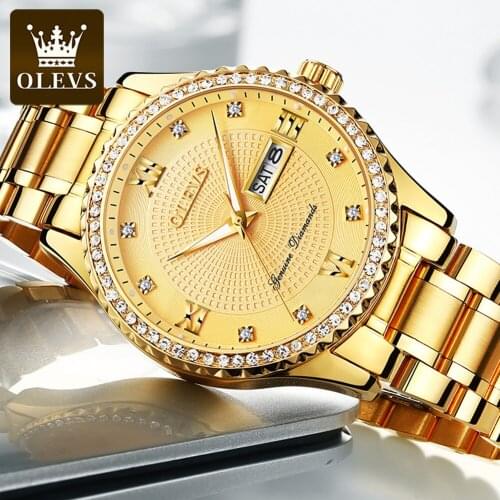 OLEVS Quartz Watches Mens Top Brand Luxury Gold Stainless Steel Date Watch For Men Fashion Wrist Watches Relogio Masculino