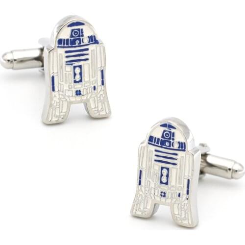 Mens Star War Robot Cuff Links Copper Material Blue Color