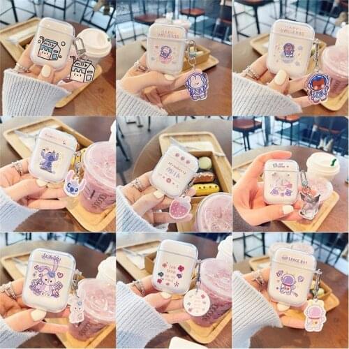 Cartoon bear Pendant Soft Case for airpod pro case Keychain transparent cute for airpod 1 2 3 cover INS Wireless bluetooth capa