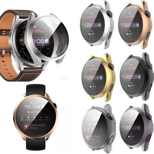 TPU Soft Shell Full Glass Screen Protector Case Frame For Huawei Watch 3/3 Pro 48/46mm Smartwatch 3pro Protective Bumper Cover