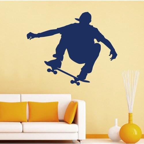 Skateboarder Wall Decals Removable Mural Sport Art Vinyl Stickers Gym Nursery Kids Living Room Home Decor Mural YO-141