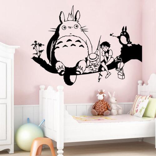 Totoro Wall Sticker Kids Room Decoration Japanese Anime Vinyl Decal Nursery Wall Decor Cute Cartoon Childlike Bedroom Mural Fun