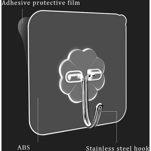 Wall Hook Strong Transparent Traceless Stainless Hook Self-adhesive Waterproof Rotatable Multi-function Home Storage Sucker Hook