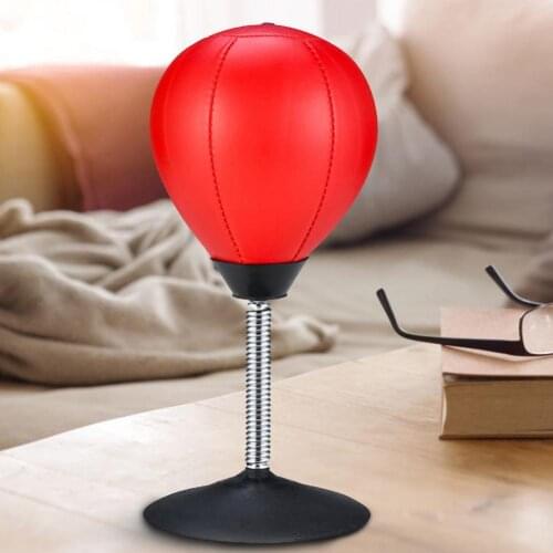 Desktop Punching Bag Stress Buster Inflatable PU Leather Suction Cup Stress Relief Ball With Pump For Home Office Fitness Toys