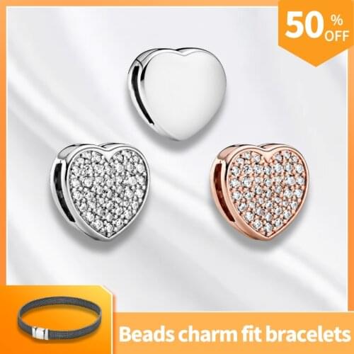 925 Sterling Sliver Fit PANDORA Original Beads Clip Bracelets Heart DIY Charms Jewelry Collections For Women
