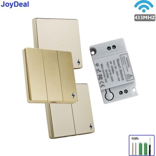 433MHz Wireless RF Wall Panel Switch, Lamp LED Light Bulb Remote Control Switch AC 110V 220V 1CH Wireless Corridor Room Switches