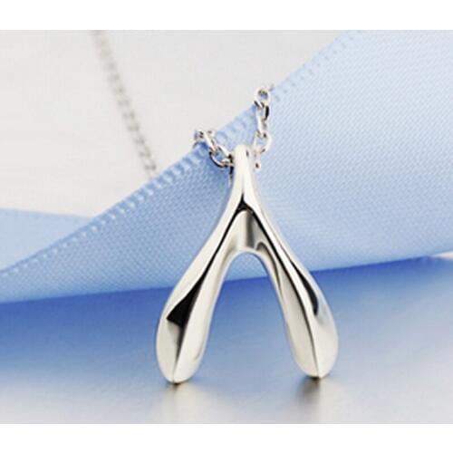 Poputton Fashion Kpop Wishbone Pendant Necklace Women Dogeared Wish Silver Color Chain Necklace Collier Femme 2018 Jewelry