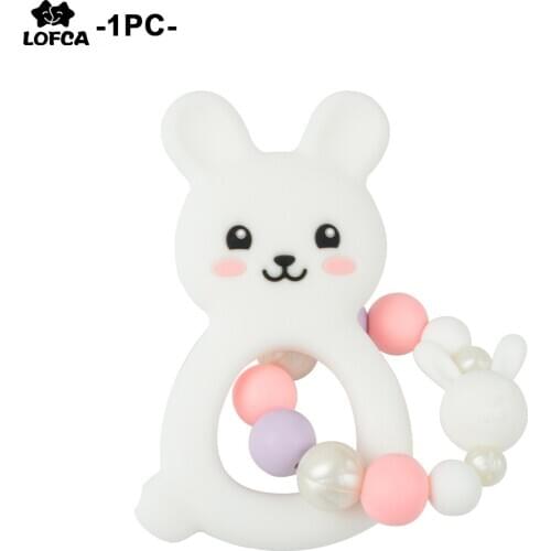 Silicone Rabbite Bracelet Baby Teether Baby Teether Round Silicone Beads Jewelry Nursing Chewing Food Grade Toy Oral Care BPA Fr